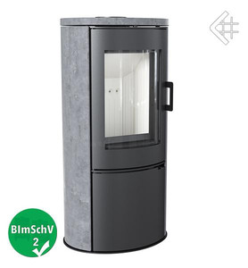 piec wolnostojący KOZA AB STAL DR z panelami kamiennymi - SERPENTINO, acumotte, wylot spalin fi 150, moc 5,5-10,5kw