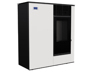 Piec wolnostojący VIKING na pellet panel biały + dolot z wylotem spalin fi 80, moc 2,5-8kw